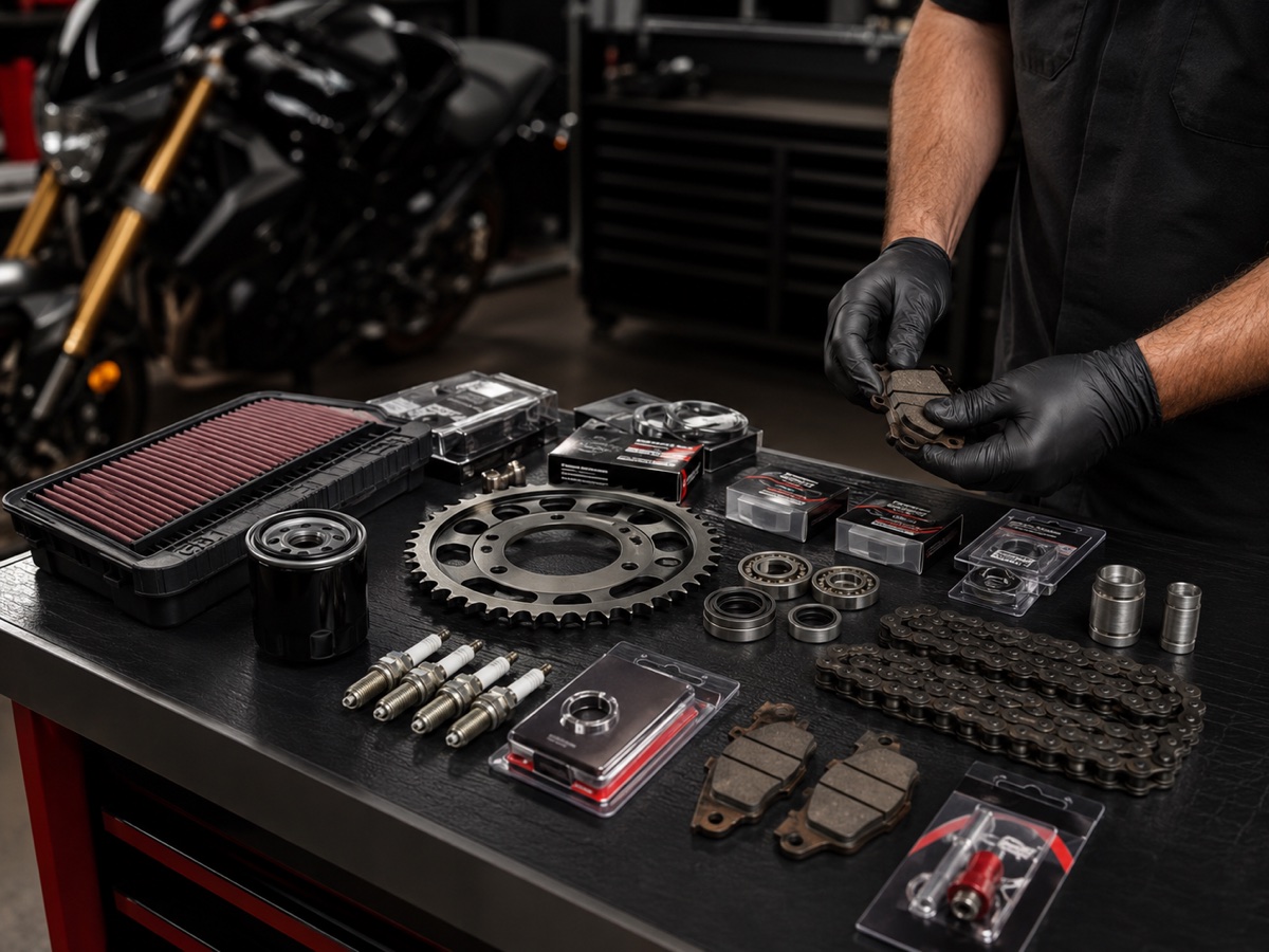 Refacciones y partes para moto — surtido para taller